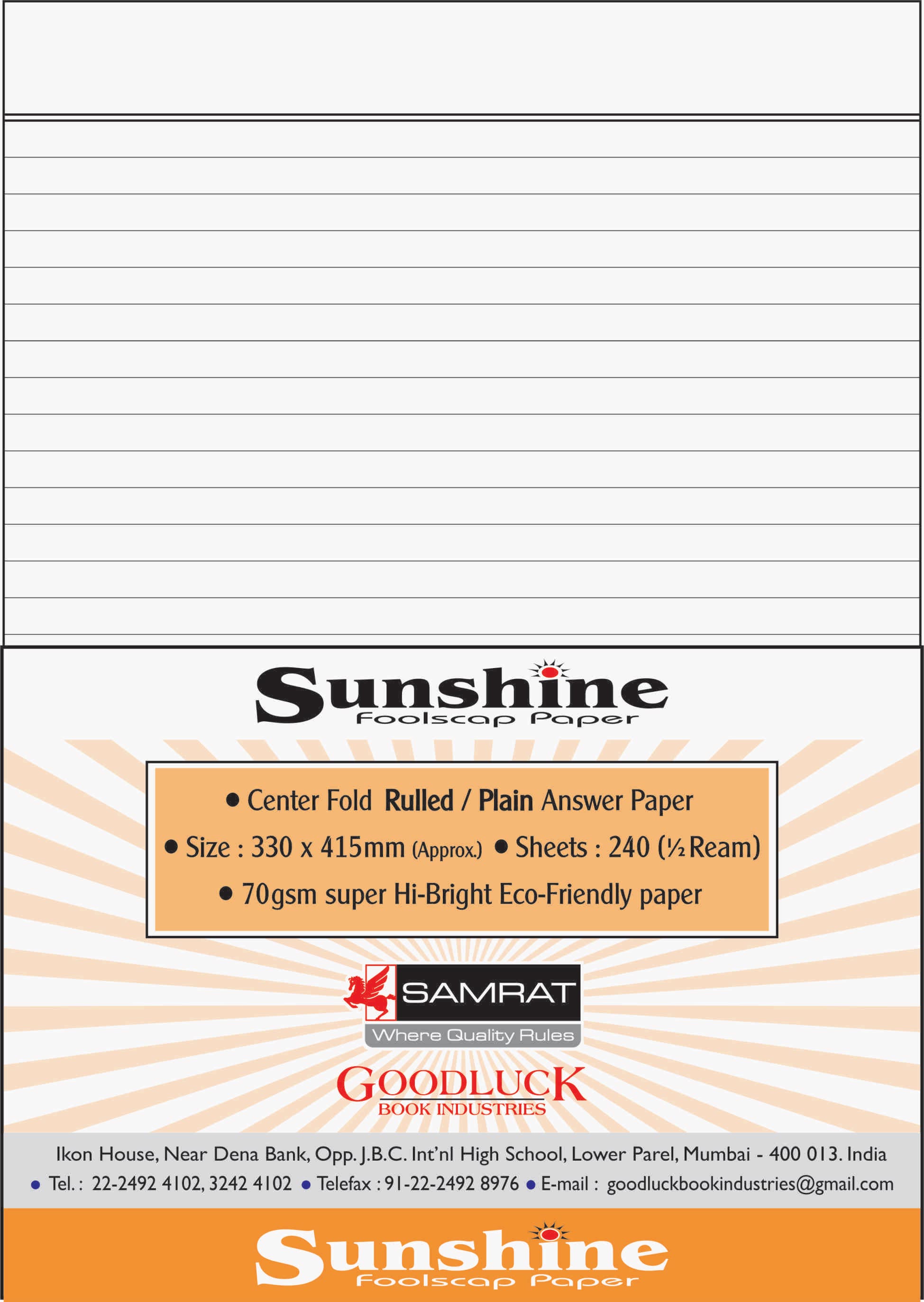 Sunshine Foolscap Paper