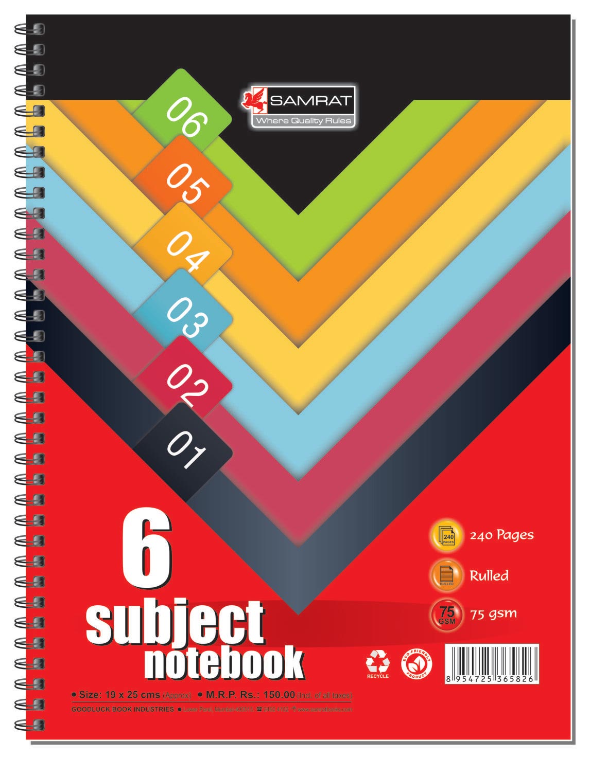 6 Subject Note Book