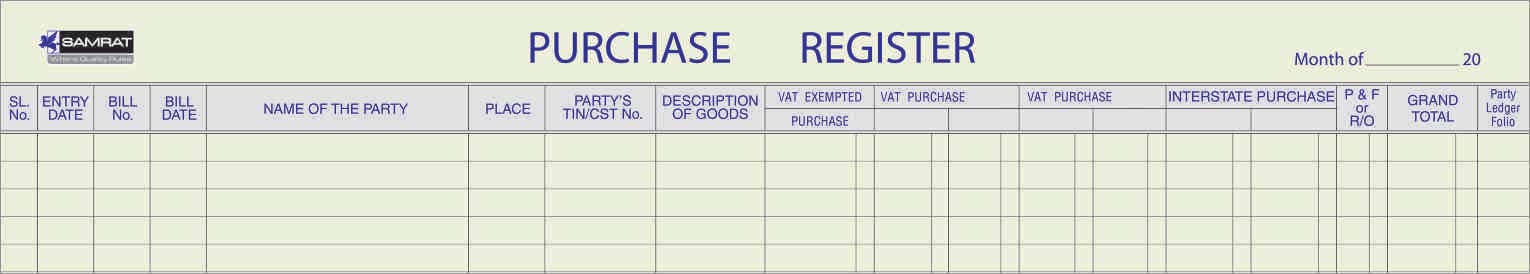 Stock, Sales & Purchase Register